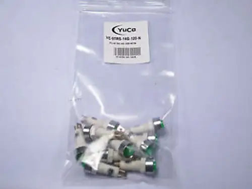 100 YC-9TRS-14G-120-N GREEN NEON 9MM PILOT LIGHT 120V AC/DC TERMINAL RING