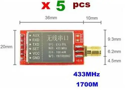 New 5X 433Mhz Wireless Port/Distance/Wireless Data /Passthrough Ttl Etn-Oe317