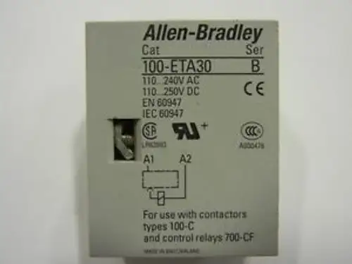 Allen-Bradley: 100-Eta30 - Industrial Relay Timing Module On-Delay 1-30 Sec.