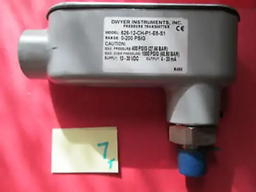 IN DWYER PRESSURE TRANSMITTER 626-12-CH-P1-E5-S1 0-200 PSIG H3-3