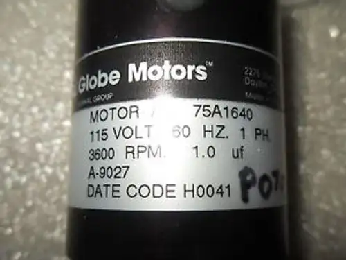 RR15-2 1 GLOBE MOTORS 75A1640 3600RPM AC MOTOR
