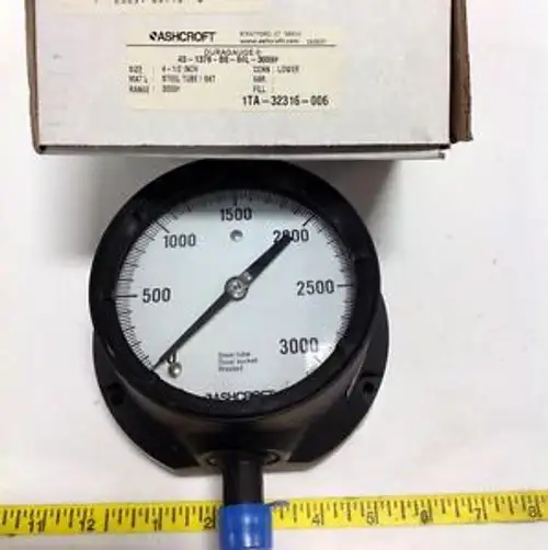 ASHCROFT DURAGAUGE 4-1/2 3000PSI GAUGE 45-1379-BS-04L-3000#