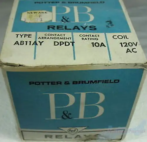 Ab11Ay Dpdt 10A 120Vac Coil Potter Brumfield Relay Contactor