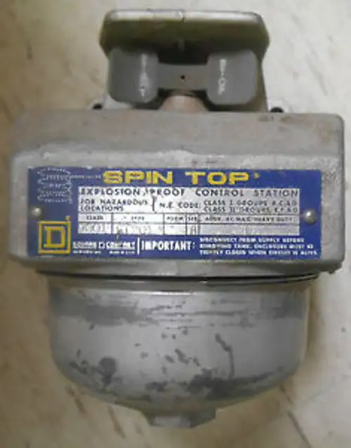 Square D 9001 Gt-201 Spin Top Explosion Proof Steel Control Station.