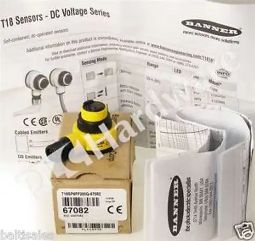 Banner T18Sp6Ff200Q-67082 T18 Sensor Ez-Beam ¬´ Npn Output 10-30V Dc