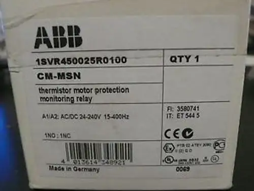 Abb 1Svr450025R0100 Cm-Msn Thermistor Motor Protection Monitoring Relay