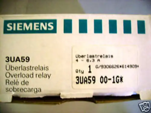 Siemens 3Ua59 00-1G Overload Relay 4-6.3 Amp