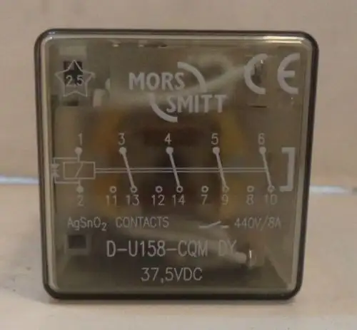 WABTEC/MORS SMITT D-U158 DY 37.5 VDC INSTANTANEOUS POWER RELAY