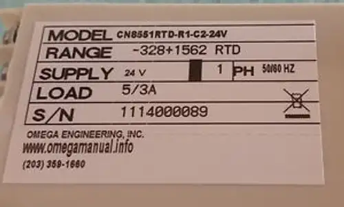 Omega Temp Controller Model: Cn8551Rtd-R1-C2-24V