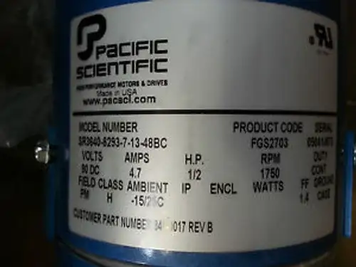 Pacific Scientific Sr3640-8293-7-13-48Bc Motor-Uta Rts0422.75