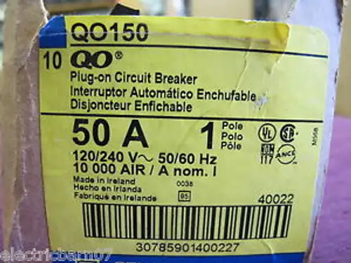 (10) SQD QO150 50 Amp1 POLE Circuit BreakerNew