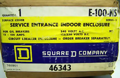 NIB Square D Circuit Breaker Enclosure 100A 240VAC Cat# E100NS ... XB-207