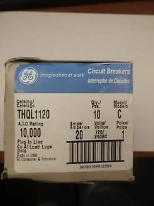 of 10 GE THQL 1120 20A 1POLE Circuit Breakers