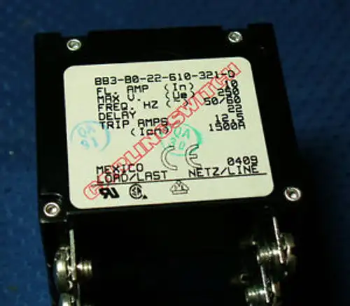 New CarlingSwitch Circuit Breaker 3 pole 250V 10A 3 phase BB3-B0-22-610-321-D