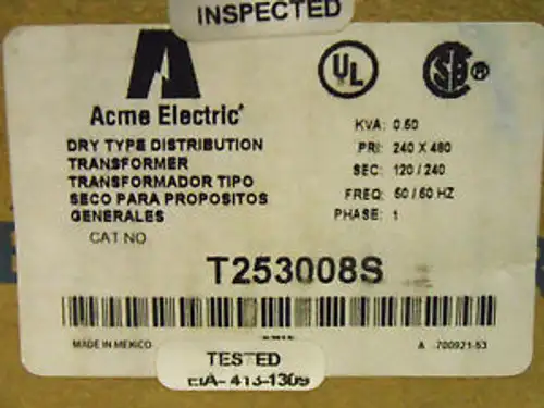 New Acme General Purpose Transformer Cat No. T253008S ............... Wl-157
