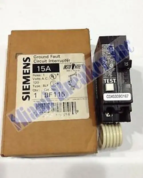 Bf115 Siemens Ground Fault Circuit Breaker 1 Pole 15 Amp 120V ( )