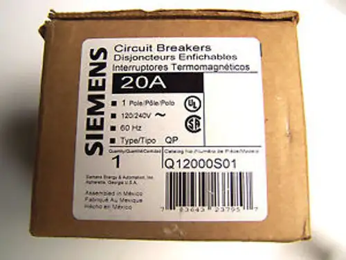 Nib ... Siemens 1 Pole 20 Amp W/ Shunt Q12000S01 ... Aa-18A
