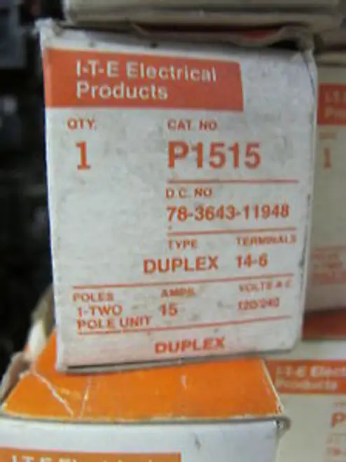 Ite P1515 Tandem 15 Amp Pushmatic Circuit Breaker