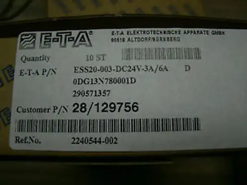 Eta Circuit Breaker Ess20-003-Dc24V 3A/6A ( Of 10)