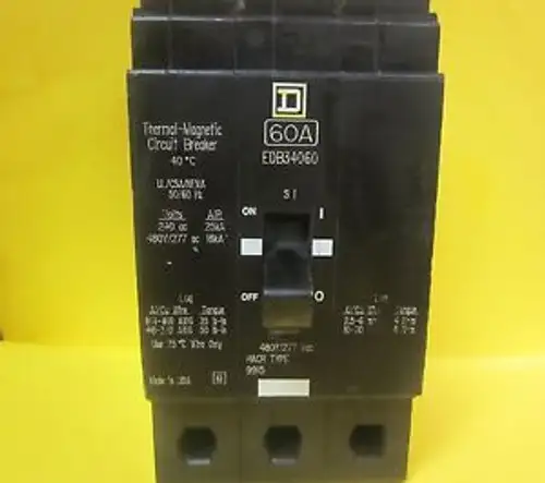 Square D 60 Amp 3 Pole Circuit Breaker Edb34060 ............... Wj-27