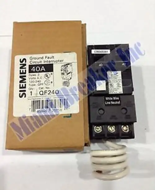 Qf240 Siemens Ground Fault Circuit Breaker 2 Pole 40 Amp 120/240V (New)