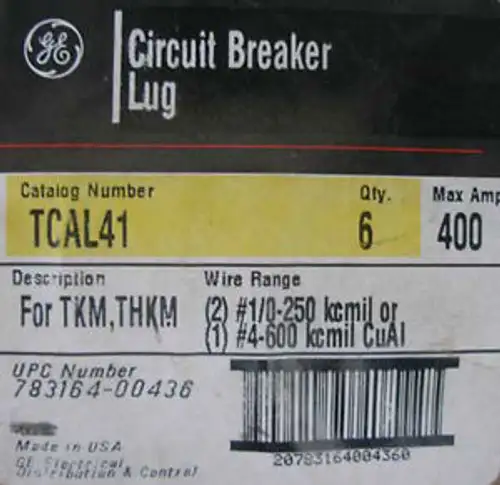 New 6Pc Ge Tcal41 Circuit Breaker Lug - Tkm & Thkm 400A