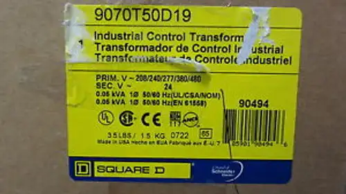 Square D 9070T50D19 50 Va Multi-Voltage-24 V Control Transformer (New)