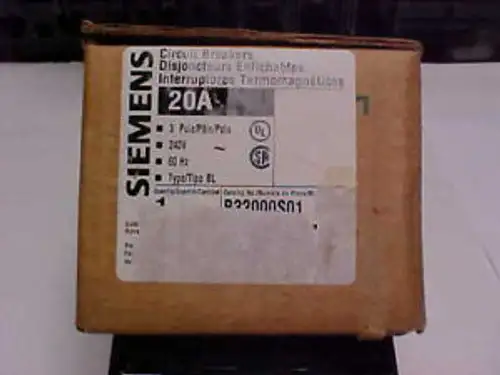 Nib-Siemens 20A 3P Breaker B32000S01 Shunt Trip A-006