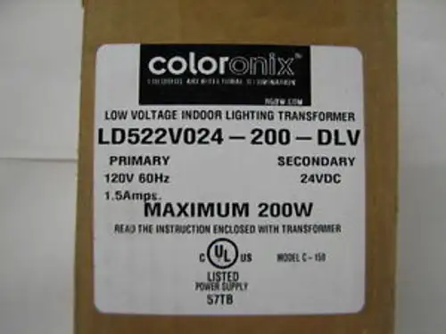 Coloronix Ld522V024-200-Dlv 120V To 24Vdc Low Voltage Lighting Transformer