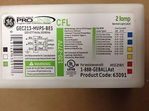 10 Ge 63091 Gec213-Mvps-Bes 120-277V Instant Start Cfl Electronic Ballast