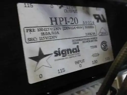 Signal Hpi-20 Hpi 20 115V Output Transformer 115V/240V 18A/9Amp
