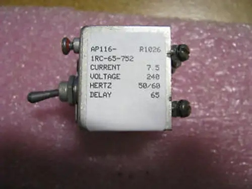 Airpax Circuit Breaker # Ap116-1Rc-65-752 Nsn: 5925-01-580-2765 8215329