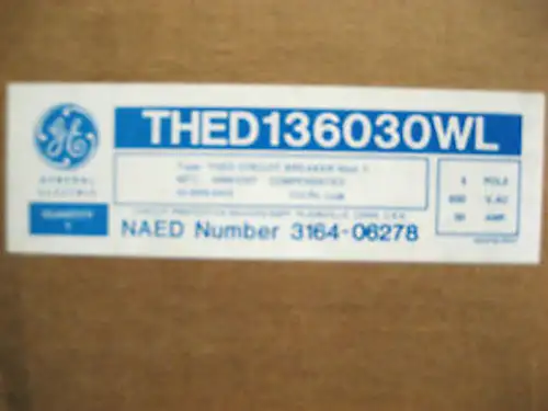 Neu General Electric 30 Amp 3-poliger Schutzschalter Thed136030Wl Gg-11
