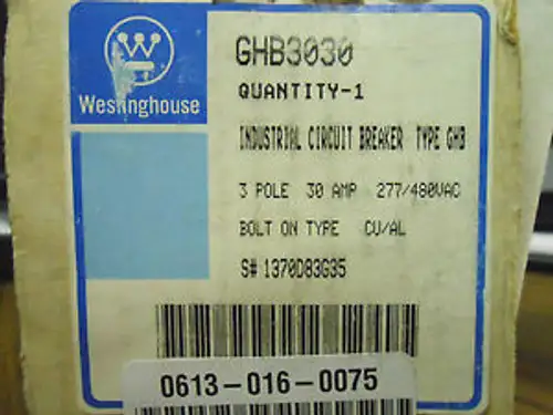 Westinghouse Ghb3030 30 Amp 3 Pole Circuit Breaker ........G-05E