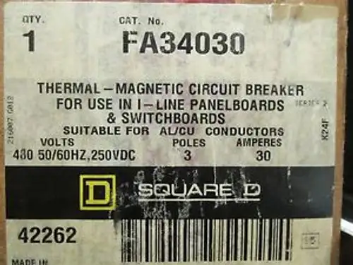 New Square D 30 Amp 3 Pole I Line Circuit Breaker Fa34030 ........ Vj-44