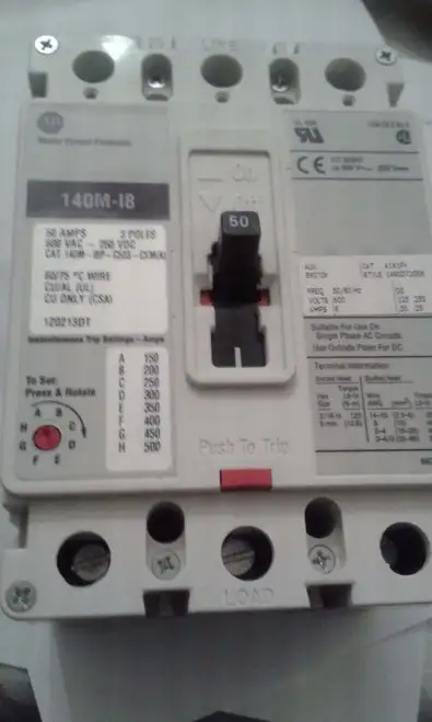 Allen Bradley Ab Circuit Breaker Mcp Bulletin 140M-I8P-C50-Cxm 3Pl 50Amp