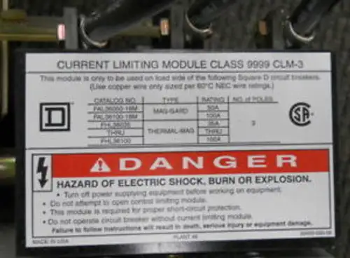 9999 CLM-3 Square D Current Limiting Module 9999CLM3
