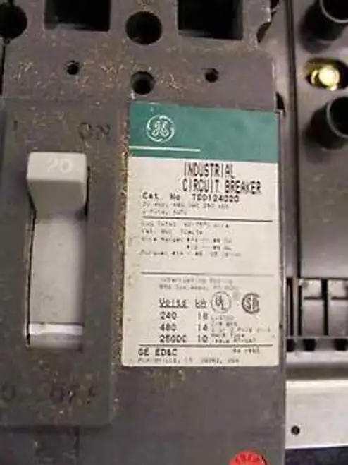 GE TED 124020 20 Amp 2 Pole 480 V Circuit Breaker