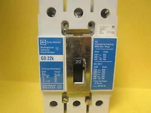 CUTLER-HAMMER / WESTINGHOUSE CIRCUIT BREAKER GD 22k 20 AMP 3 POLE .......WJ-23