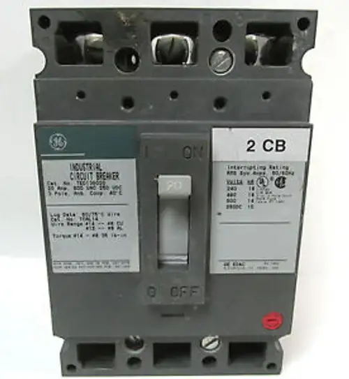 GENERAL ELECTRIC 3 POLE 20 AMP CIRCUIT BREAKER TED136020 .............. VC-13