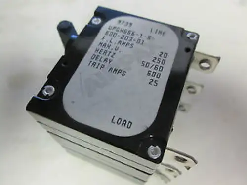 AIRPAX 20A. 25 TRIP AMPS BREAKER UPGH666-1-6-600-203-01 YE-30A