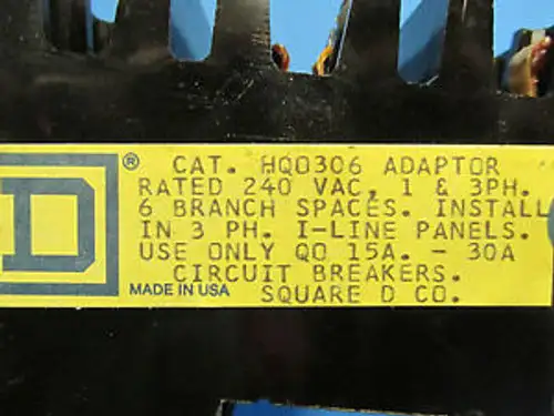 SQUARE D I-LINE CIRCUIT BREAKER ADAPTOR CAT No. HQO306 .... WR-34