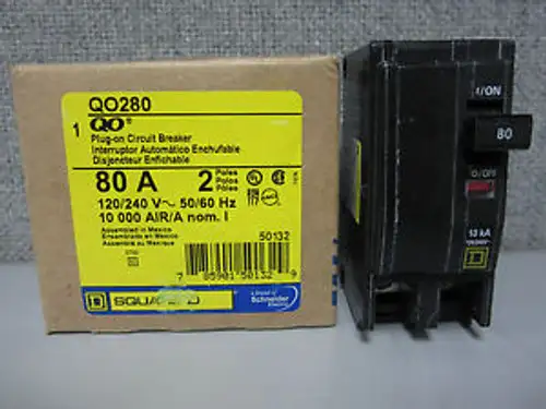 Square D Qo280 Plug-On Circuit-Breaker 80Amp 2 Poles 98F-1