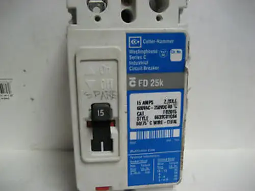 Cutler-Hammer 15 Amp 2 Pole Series C Fd 25K Fd2015 C-32B