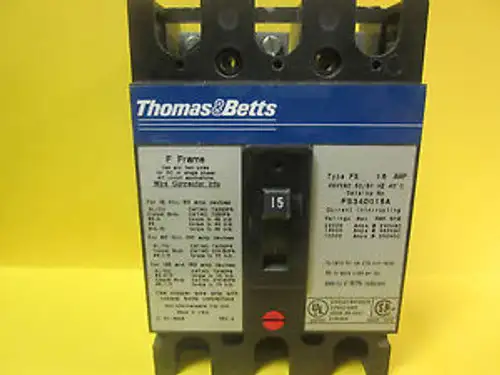 Thomas & Betts F Frame Type Fs 15 Amp 3 Pole Circuit Breaker Fs340015A ....Wa-75