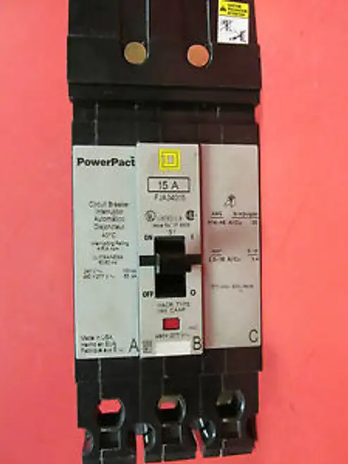 Square D 15 Amp 3 Pole Powerpact Circuit Breaker Fja34015 ....... Vc-83