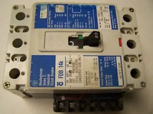 Westinghouse 80A Breaker W/Aux Fdb3080L Rr-74C