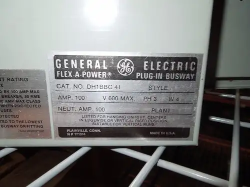 GE DH1BBC41 Straight-Bar-End 100A 3ph 4W DH Flex-A-Power