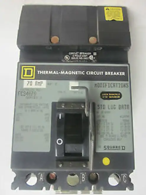 Square D 70 Amp 3 Pole Series 3 Circuit Breaker Fc34070......... Yc-234
