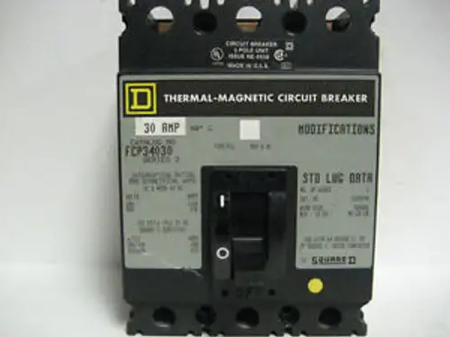 Square D 30 Amp 3 Pole Circuit Breaker Fcp34030 Zaa-93